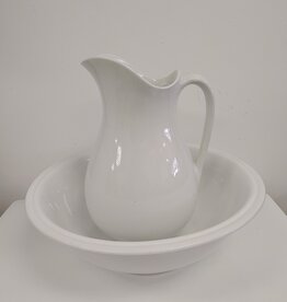 White Ironstone Pitcher & Bowl - England -12"