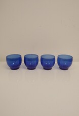 Set of 4 Cobalt Blue Roly Poly Cordial/Sherry/Juice Glasses