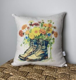 Boots With Flowers Pillow