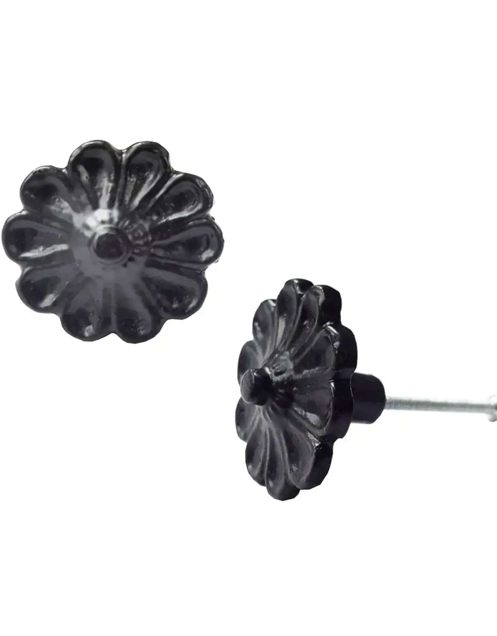 Daisy Flower Knob Black
