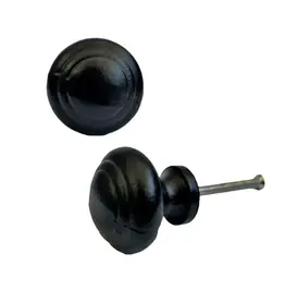 Solid Round Design Knob, Antique Black