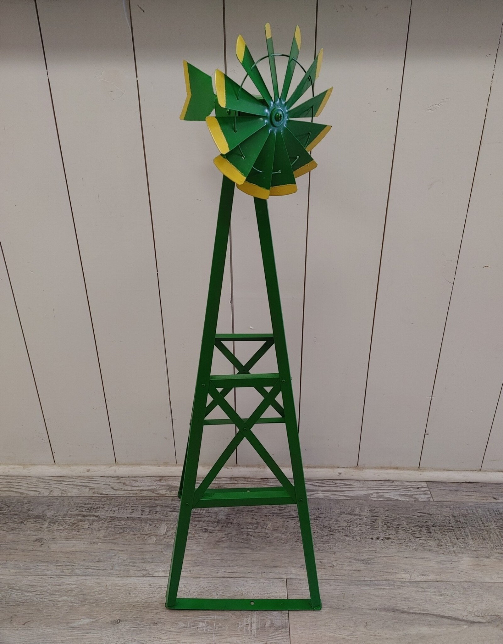 Ron White 33" Handmade Ornamental Windmill - green/yellow