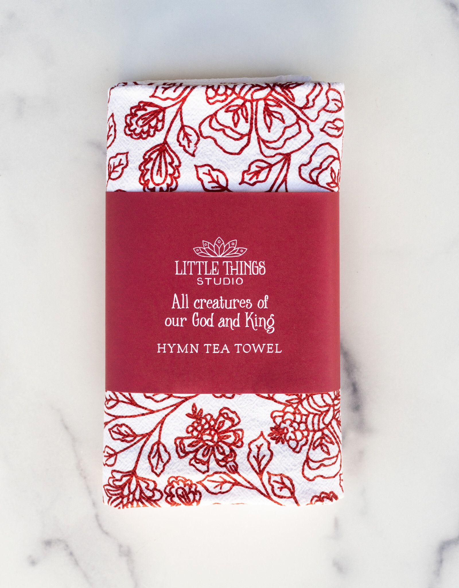 All Creatures Of Our God And King Hymn Tea Towel
