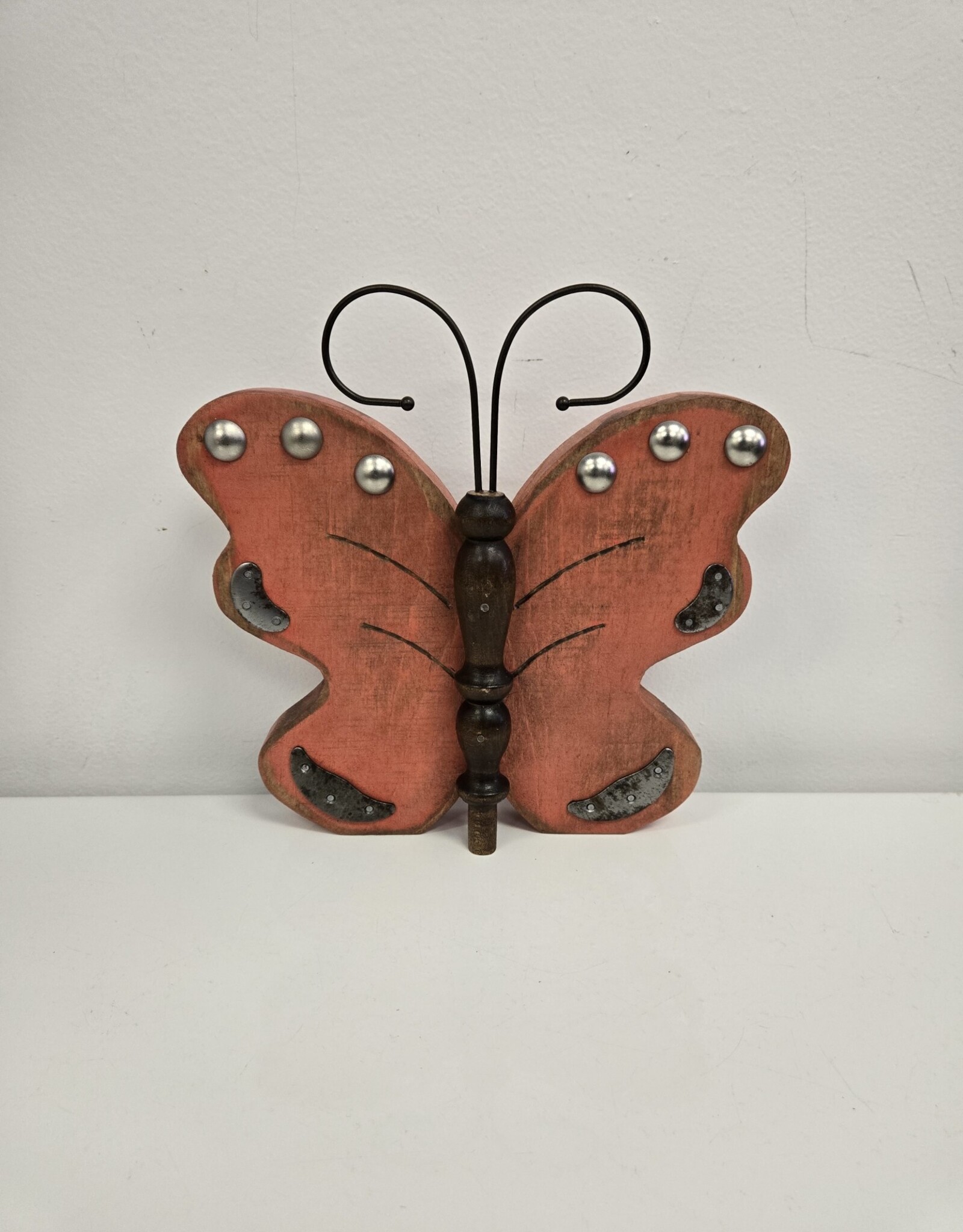 Whimsical Wooden Butterfly - coral