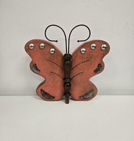 Whimsical Wooden Butterfly - coral
