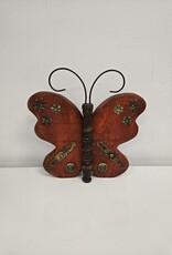 Whimsical Wooden Butterfly - red