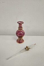 Egyptian Glass Perfume Bottle w gold trim - 5"