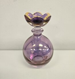 SC Crystal Purple Flower Perfume Bottle 5" - Italy