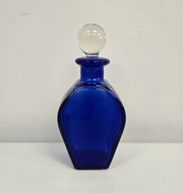 Vintage Cobalt Blue Perfume Bottle w/clear glass stopper - 5"