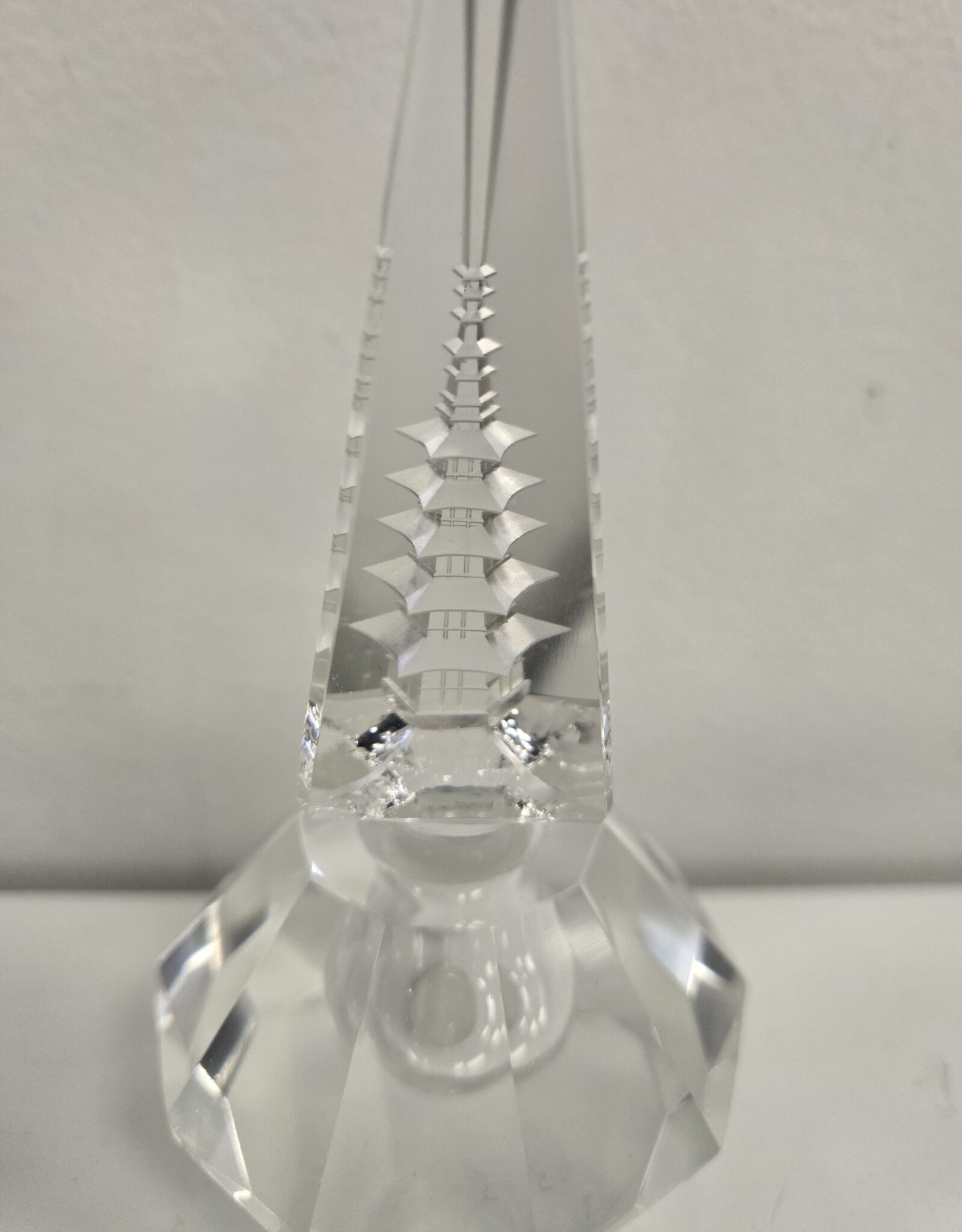 Vintage Crystal Pagoda Perfume Bottle w stopper - 5"
