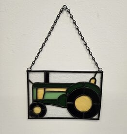 Stained Glass John Deere Tractor - 8" x 5.5"