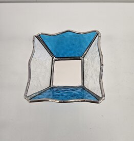 Stained Glass Dish 3.5"x3.5"x1.5" - blue