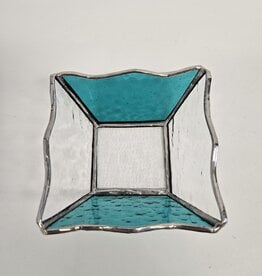 Stained Glass Dish 3.5"x3.5"x1.5" - teal