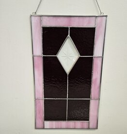 Stained Glass Pink Panel w/beval - 15"x9"