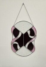 Stained Glass Pink Panel w/beval - 11"x7"
