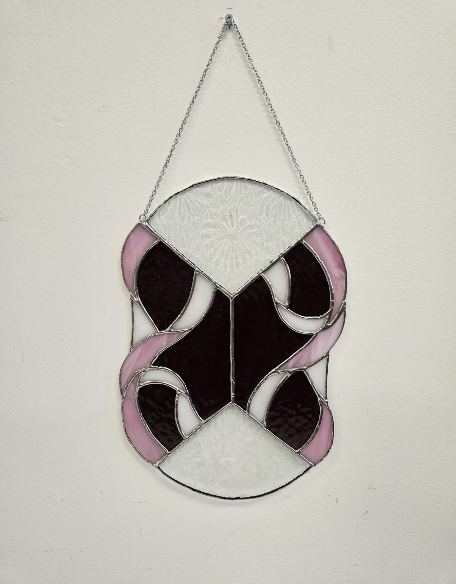 Stained Glass Pink Panel w/beval - 11"x7"