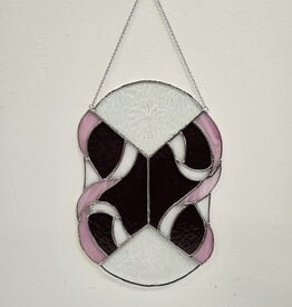 Stained Glass Pink Panel w/beval - 11"x7"