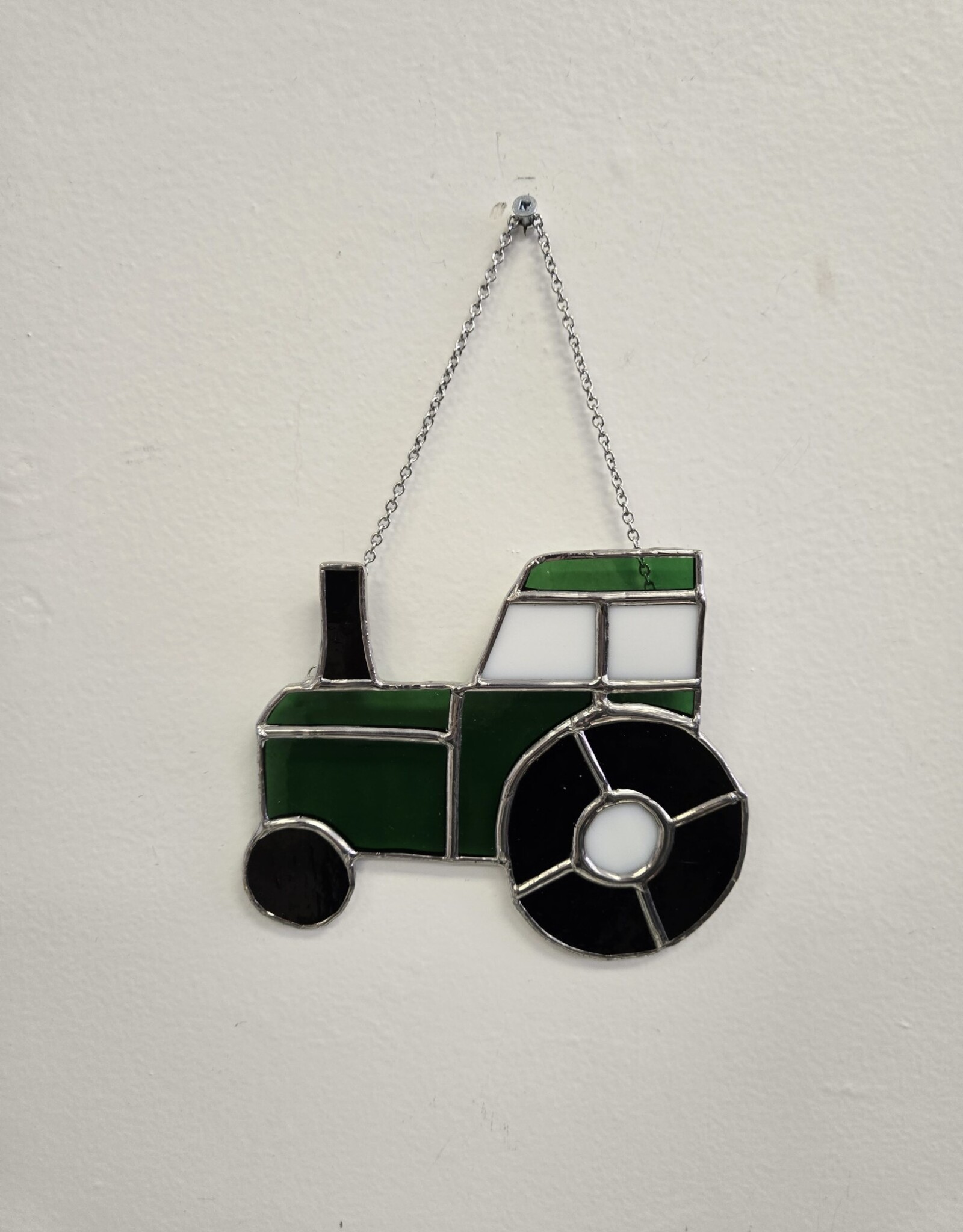 Stained Glass Tractor Suncatcher - green