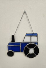 Stained Glass Tractor Suncatcher - blue