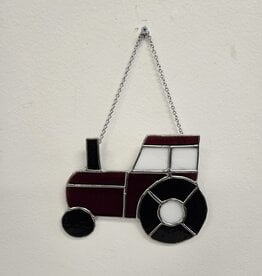 Stained Glass Tractor Suncatcher - red