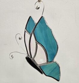 Stained Glass Butterfly Suncatcher - teal