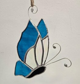 Stained Glass Butterfly Suncatcher - blue