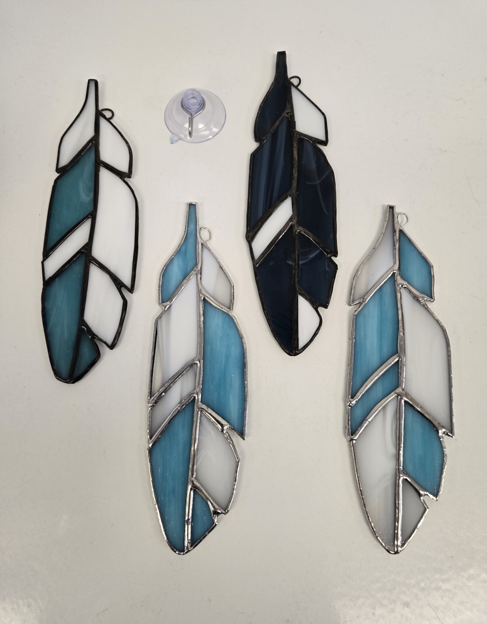 Stained Glass Feather Suncatcher - blue