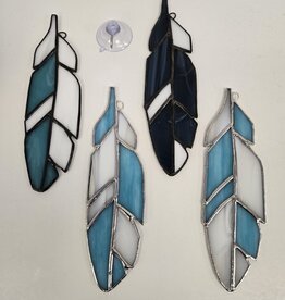 Stained Glass Feather Suncatcher - blue