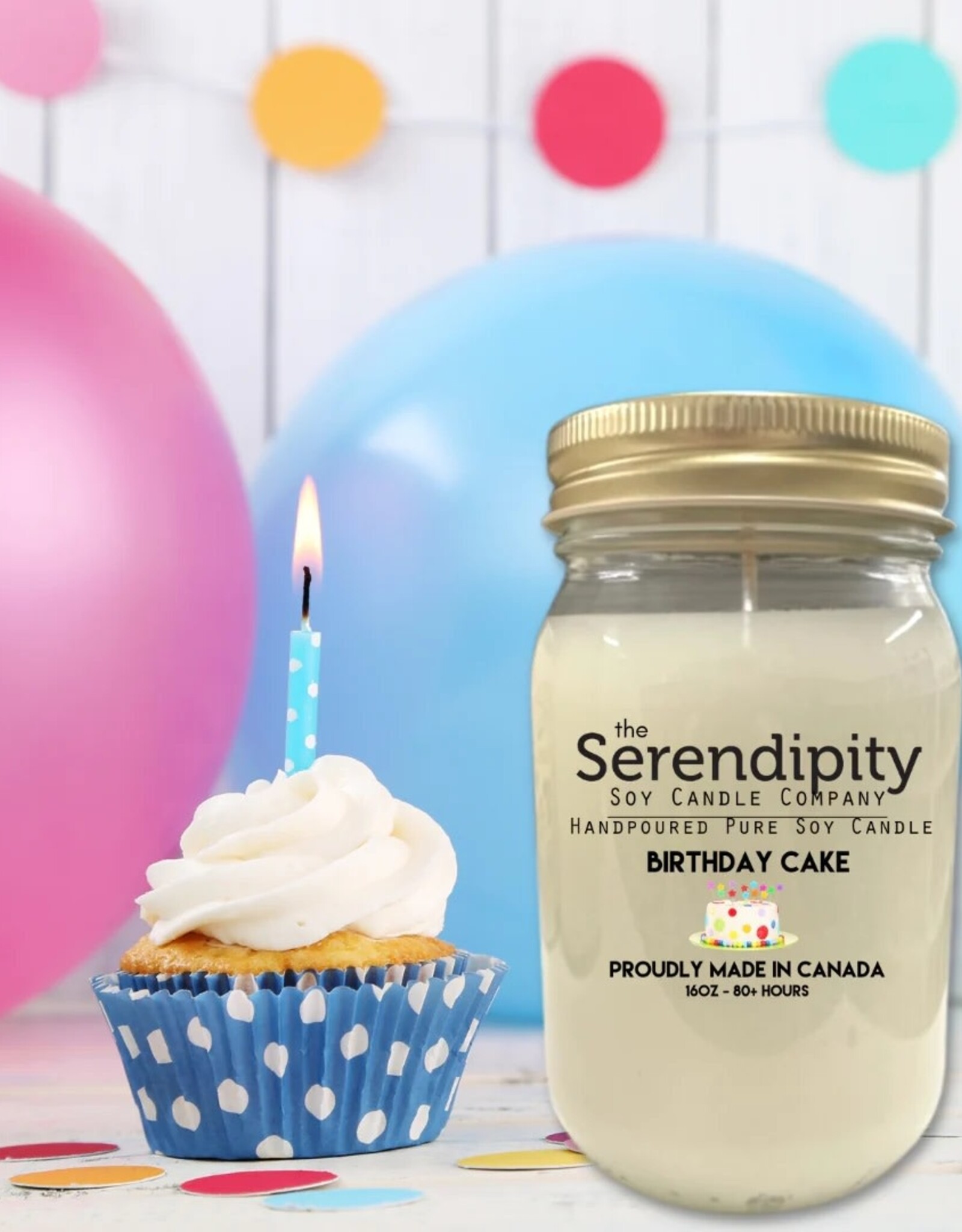 Serendipity Soy Candles 16oz Jar Candle - Birthday Cake