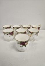 Vintage Royal Albert Old Country Roses Coffee Cup Mugs - Set of 8