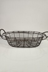 Long Brown Oval Wire Basket w/2 handles