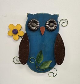 Large Whimsical Owl - blue