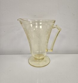 Vintage Hazel Atlas Florentine Yellow Depression Glass Pitcher - 7.5"