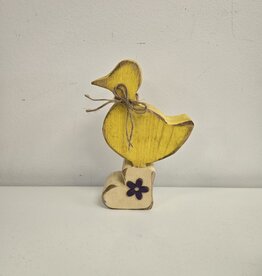 Wooden Duck in Boots - Small Yellow