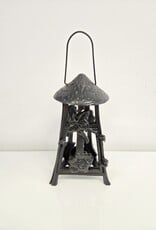 Vintage Cast Iron Pagoda Lantern - butterfly & orchid