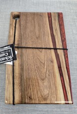 12" Wood & Epoxy Dark Walnut Charcuterie Board - Blood Red