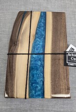 12" Wood & Epoxy Dark Walnut Charcuterie Board - Teal Blue