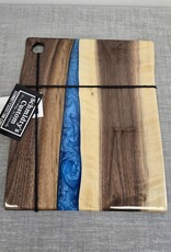 12" Wood & Epoxy Dark Walnut Charcuterie Board - Blue