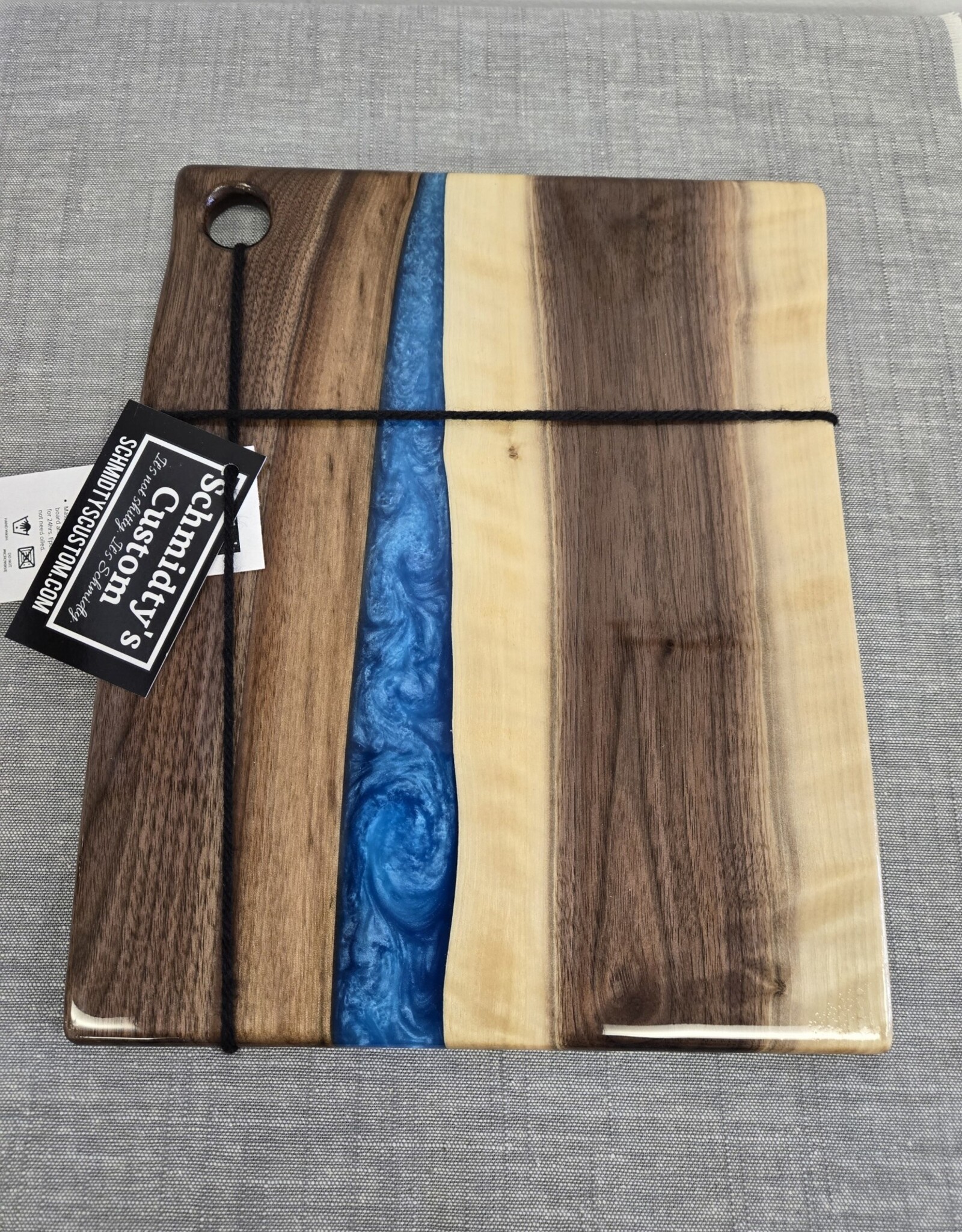 12" Wood & Epoxy Dark Walnut Charcuterie Board - Blue