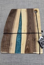 12" Wood & Epoxy Dark Walnut Charcuterie Board - Teal Green