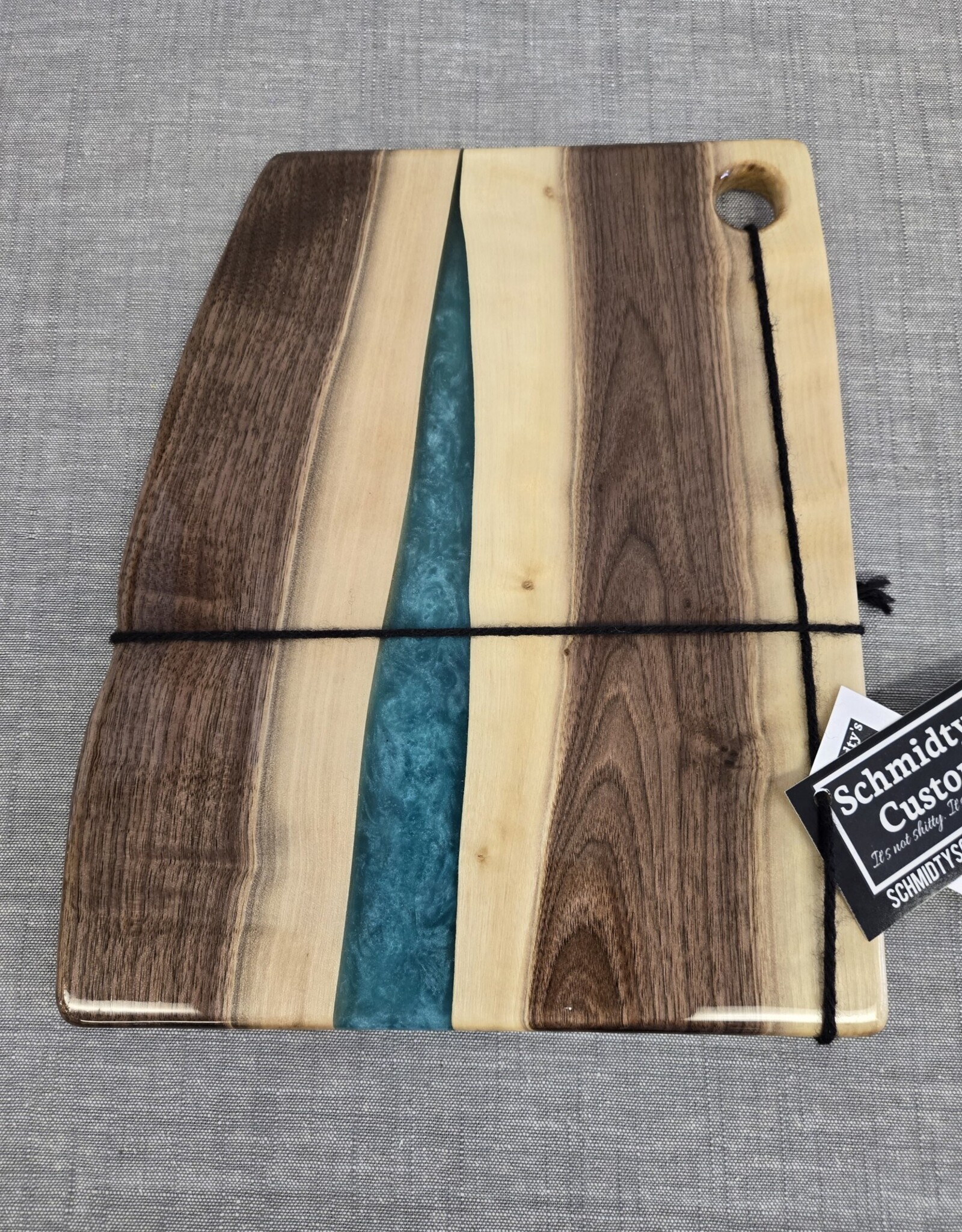 12" Wood & Epoxy Dark Walnut Charcuterie Board - Teal Green