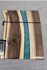 12" Wood & Epoxy Dark Walnut Charcuterie Board - Teal Green