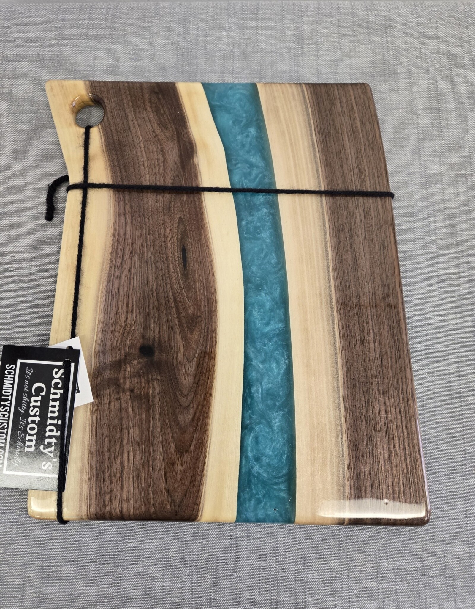 12" Wood & Epoxy Dark Walnut Charcuterie Board - Teal Green