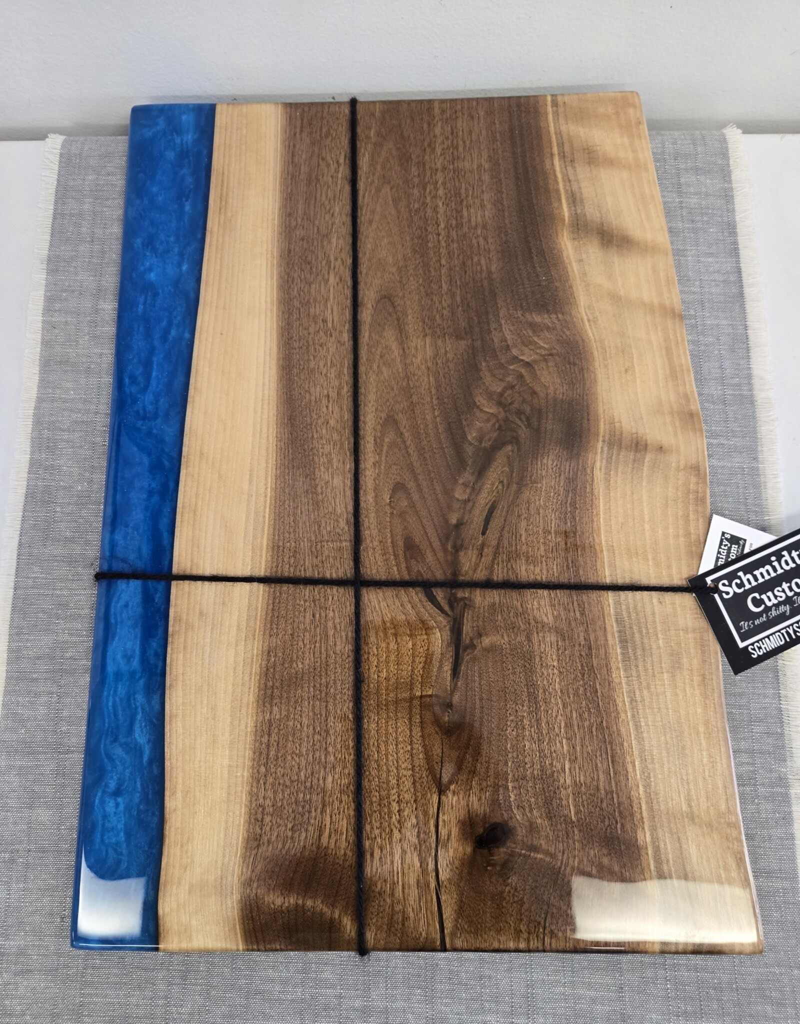 18" Wood & Epoxy Dark Walnut Charcuterie Board - Irridescent Blue