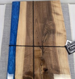 18" Wood & Epoxy Dark Walnut Charcuterie Board - Irridescent Blue