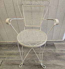 Vintage White Metal Mesh Chair