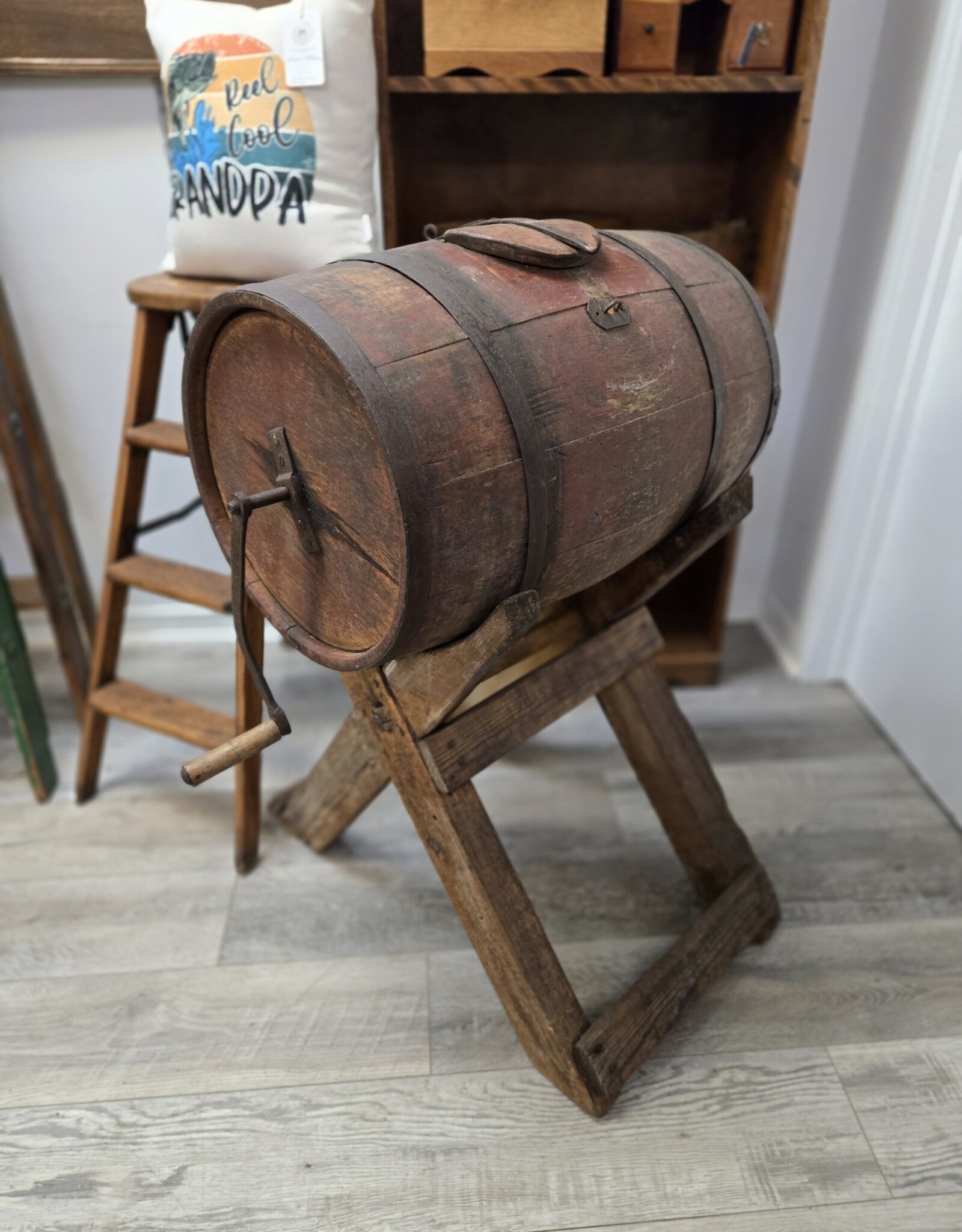 Antique Barrel Butter Churn w/ Stand