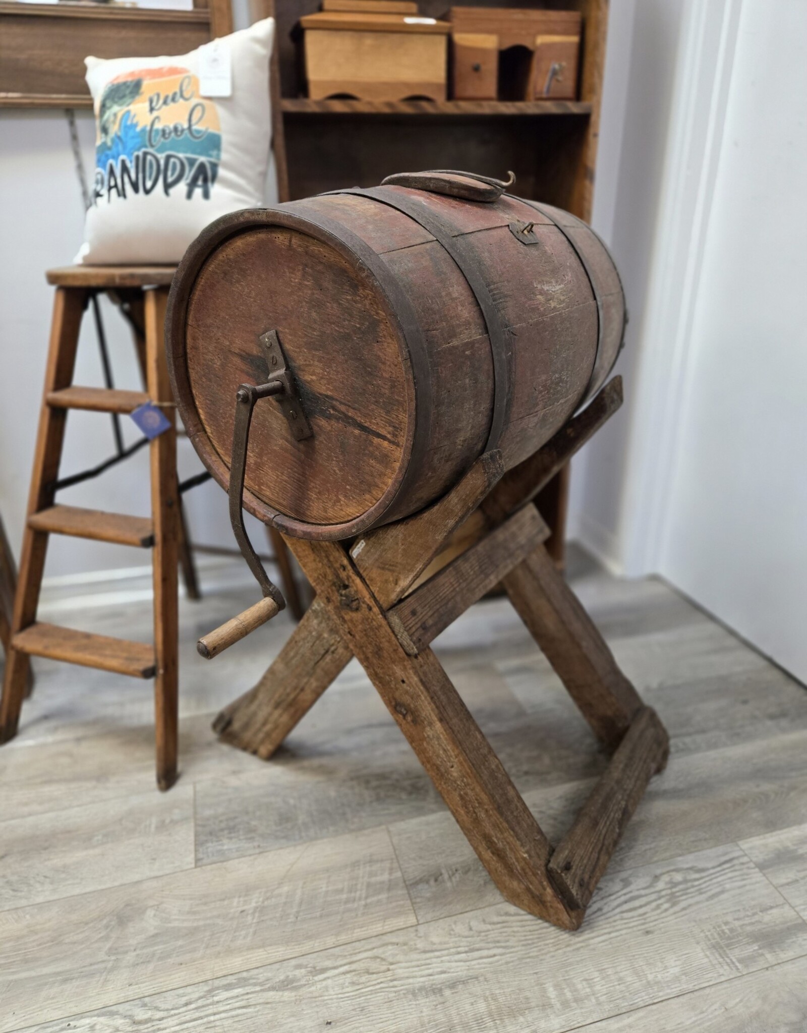 Antique Barrel Butter Churn w/ Stand