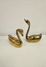 Vintage Brass Swans - 5.25" & 4" - Set of 2