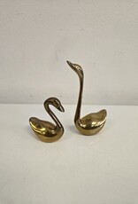 Vintage Brass Swans - 4" & 2.5" - Set of 2